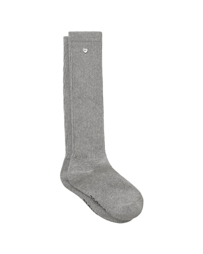 Stand Oil Heart Button Knee Socks — Gray