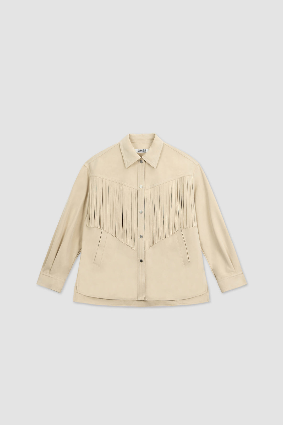 KIMMATIN Suede Fringe Jacket — Beige