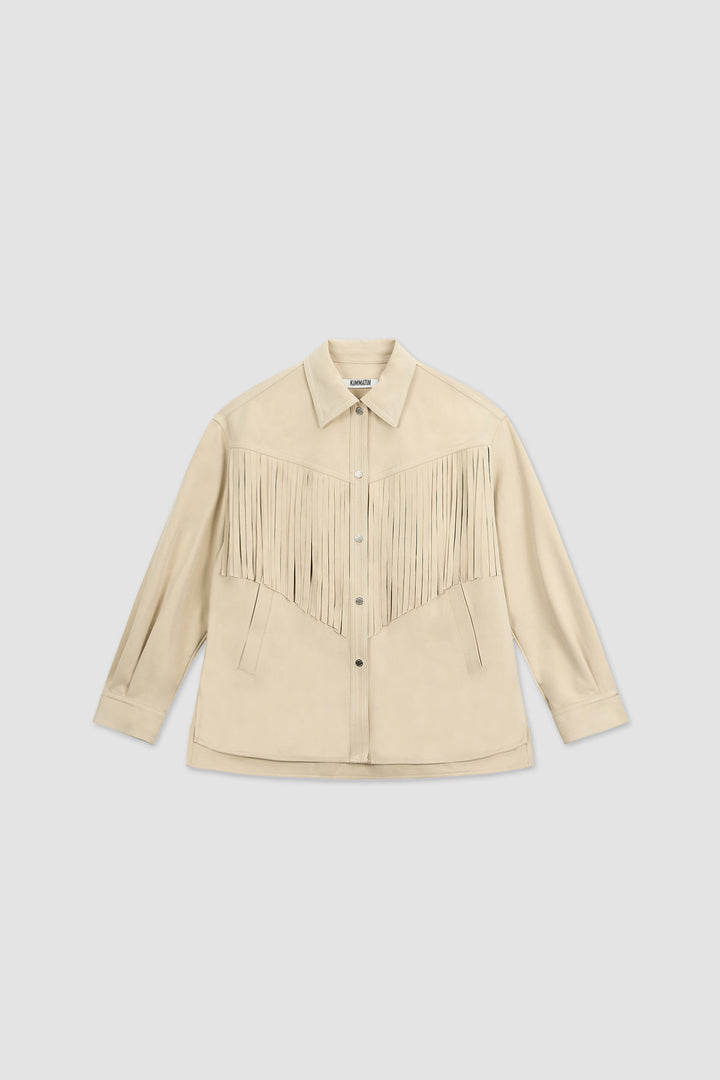 KIMMATIN Suede Fringe Jacket — Beige