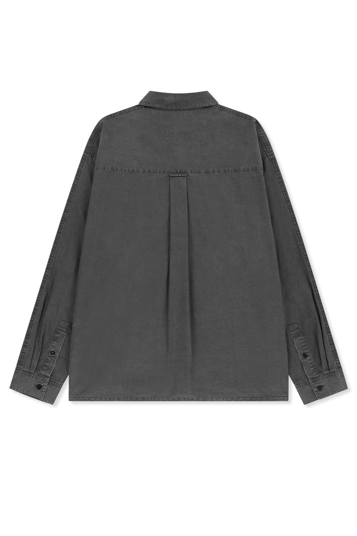 Matin Kim Washed Cotton Drawstring Shirt — Charcoal