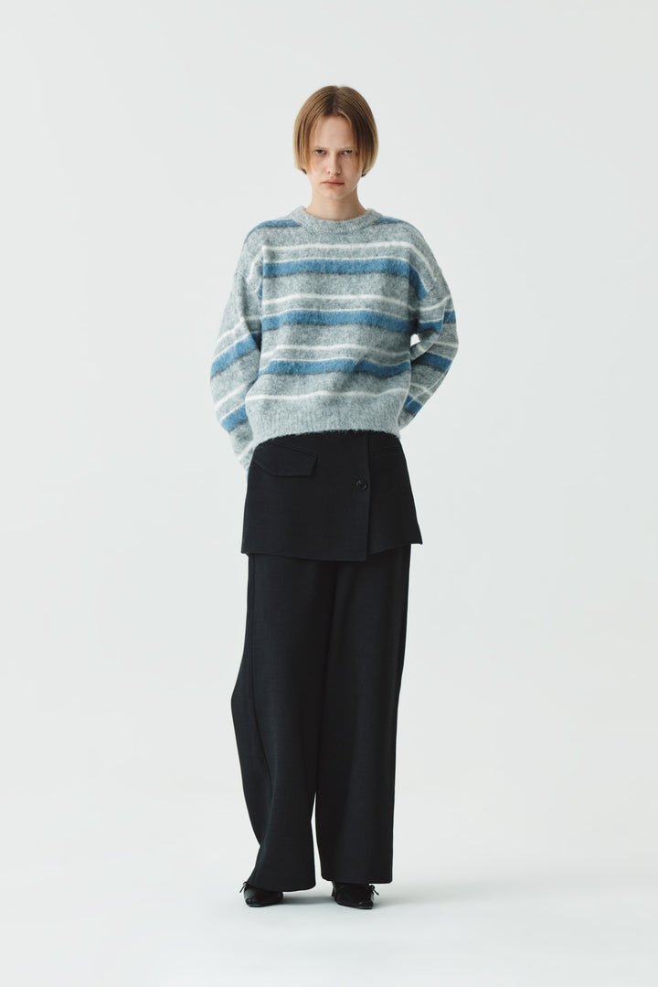 KIMMATIN Multi Stripe Mohair Knit Pullover — Gray