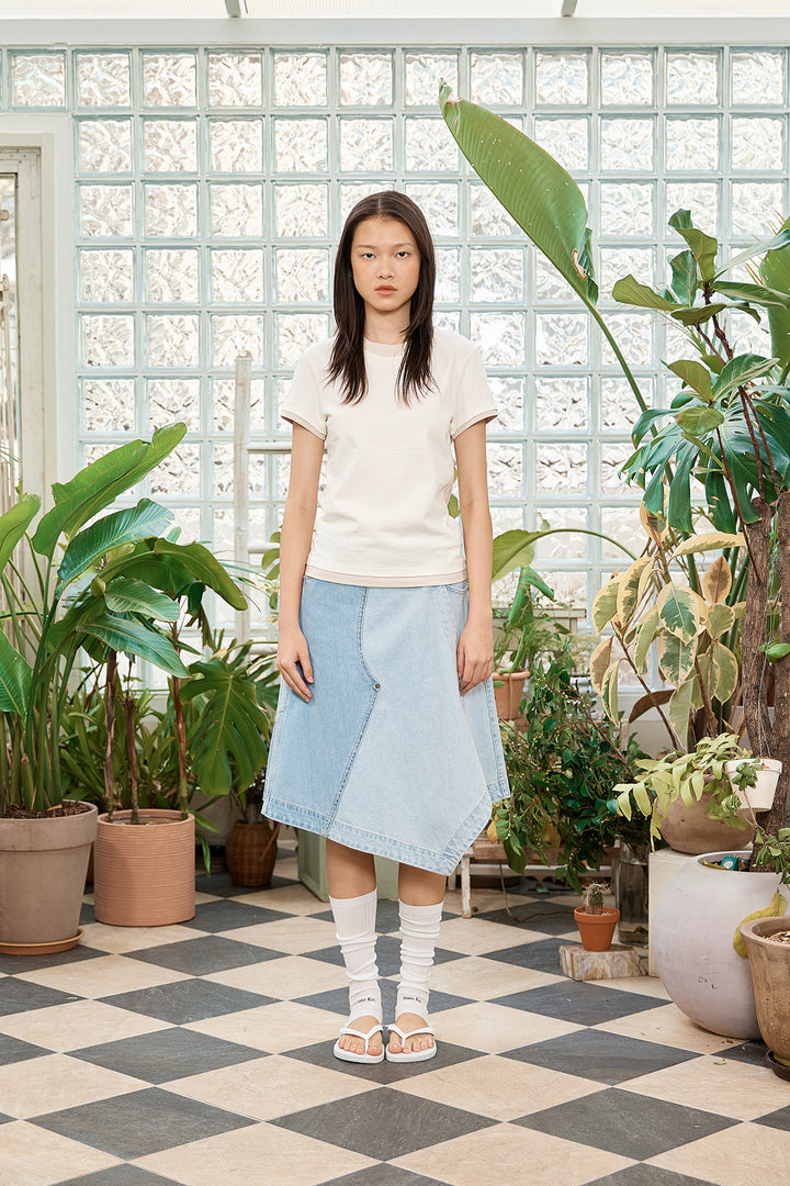 Matin Kim Color Point Layered Top — Ivory