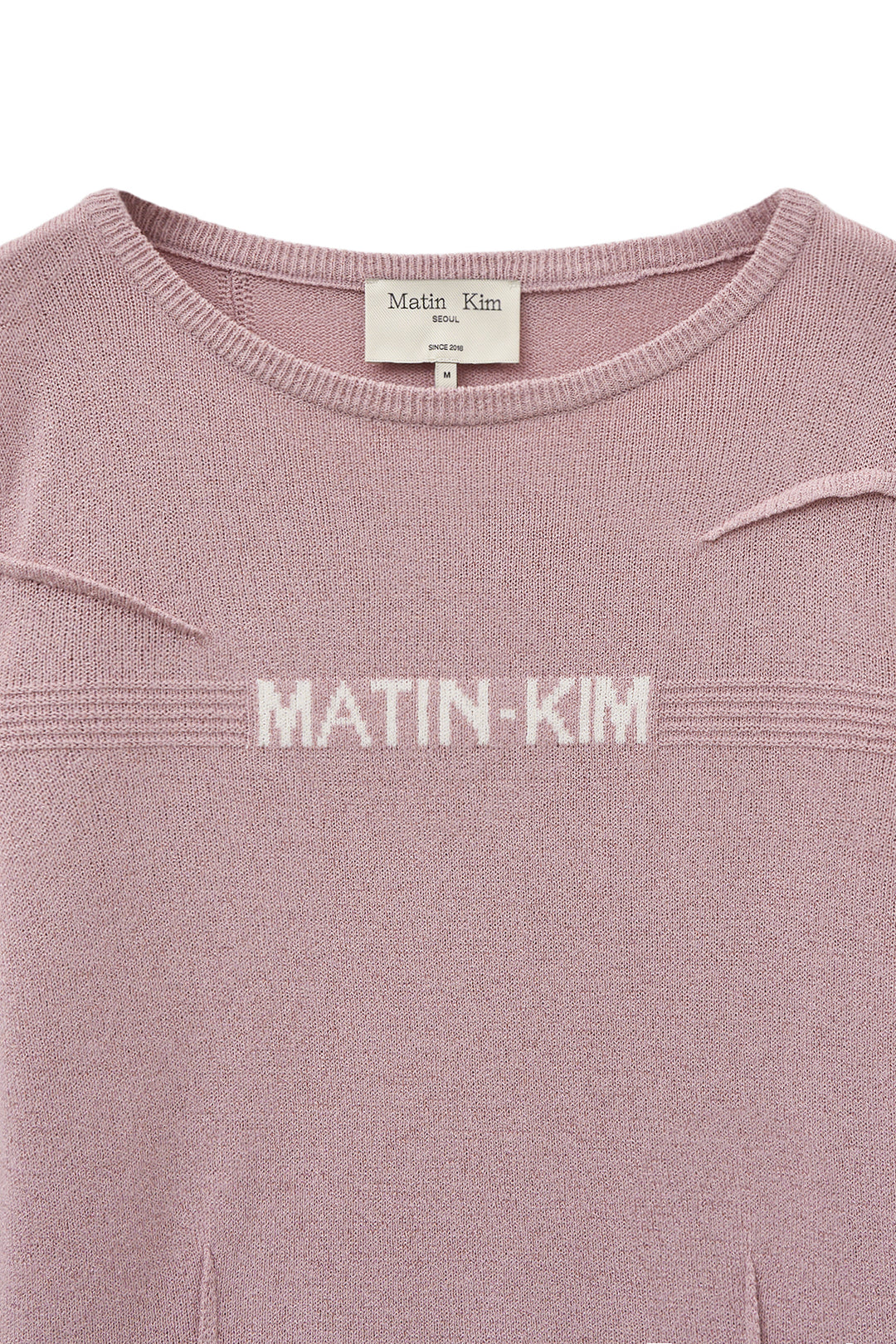 Matin Kim Glitter Slim Logo Knit Top — Pink