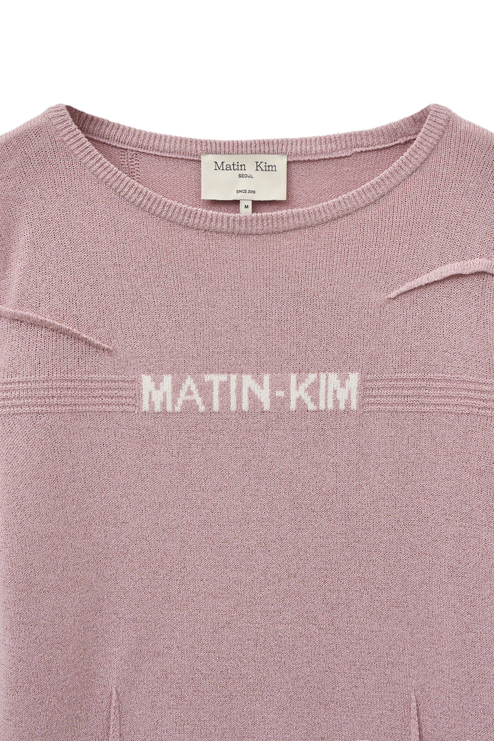 Matin Kim Glitter Slim Logo Knit Top — Pink