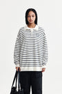Matin Kim Heart Logo Collar Striped Pullover — Ivory