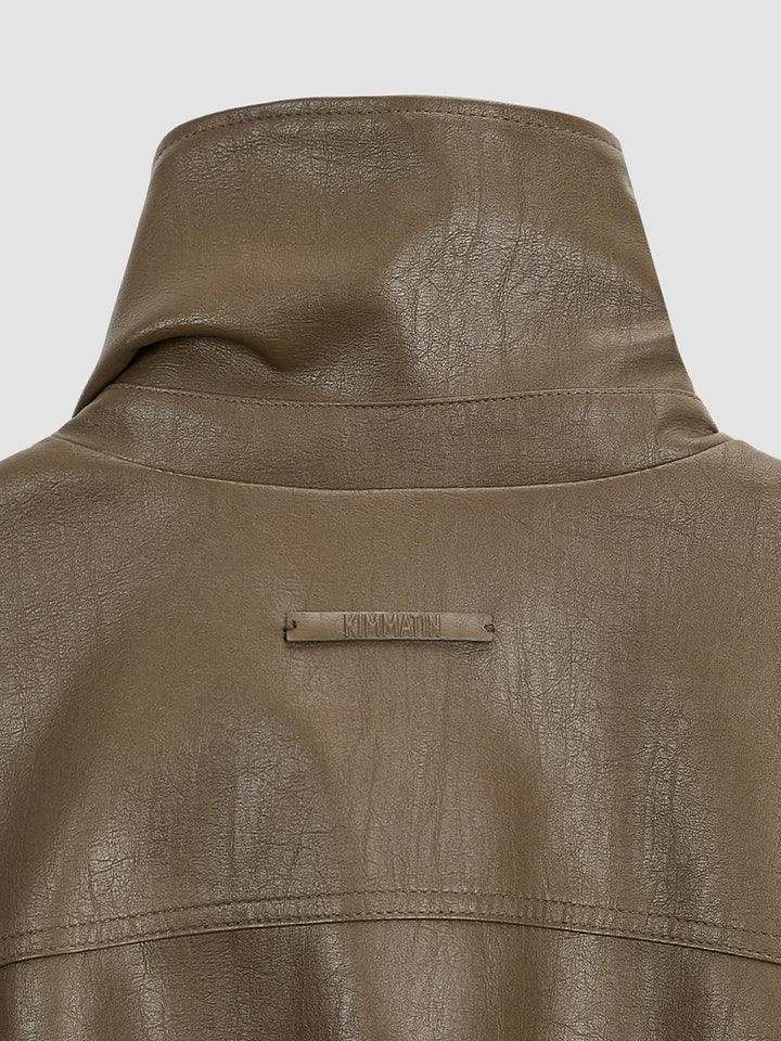 KIMMATIN Oversize Layered Leather Jumper — Brown