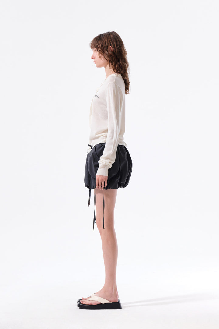 Matin Kim String Detail Knit Cardigan — Cream
