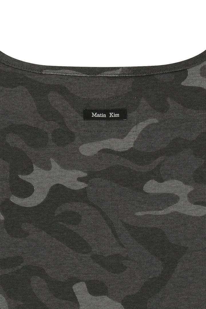 Matin Kim Square Neck Cropped Tank — Charcoal