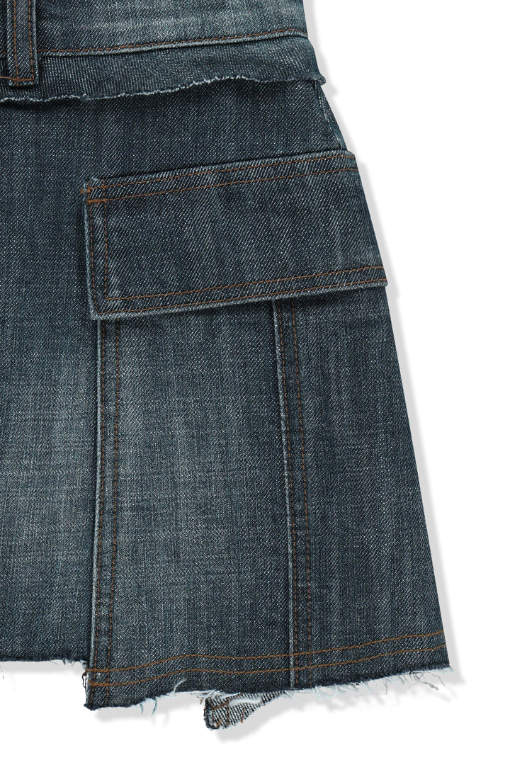 Matin Kim Cargo Mini Denim Skort — Blue