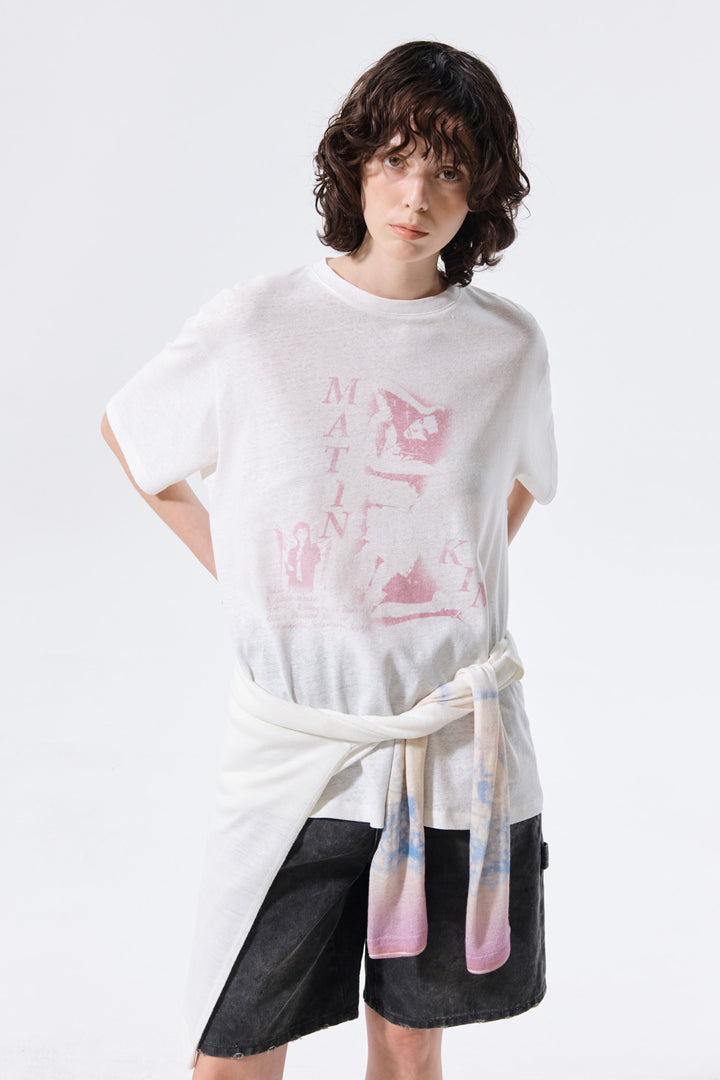 Matin Kim Portrait Graffiti Logo Top — White