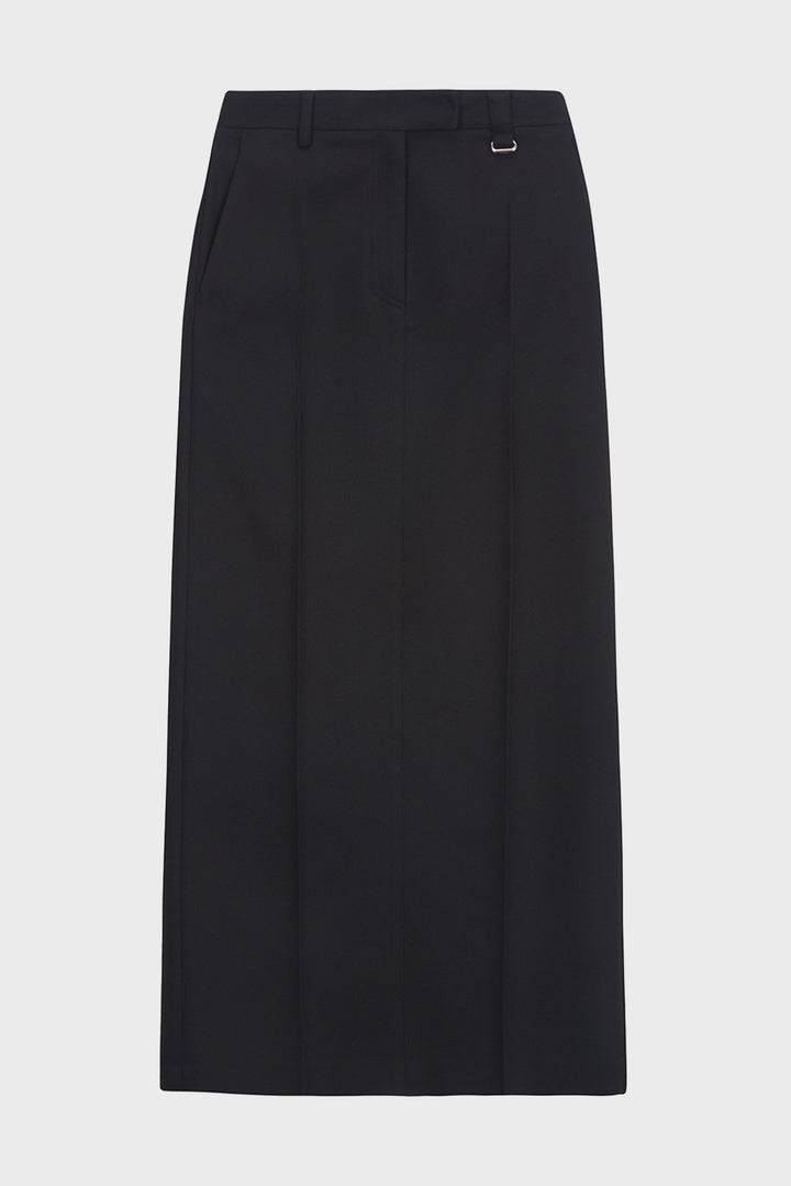 KIMMATIN Back Double Waist Maxi Skirt — Black