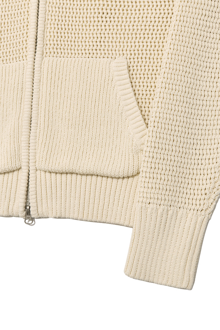 Matin Kim Two Tone Mesh Knit Hoody — Ivory