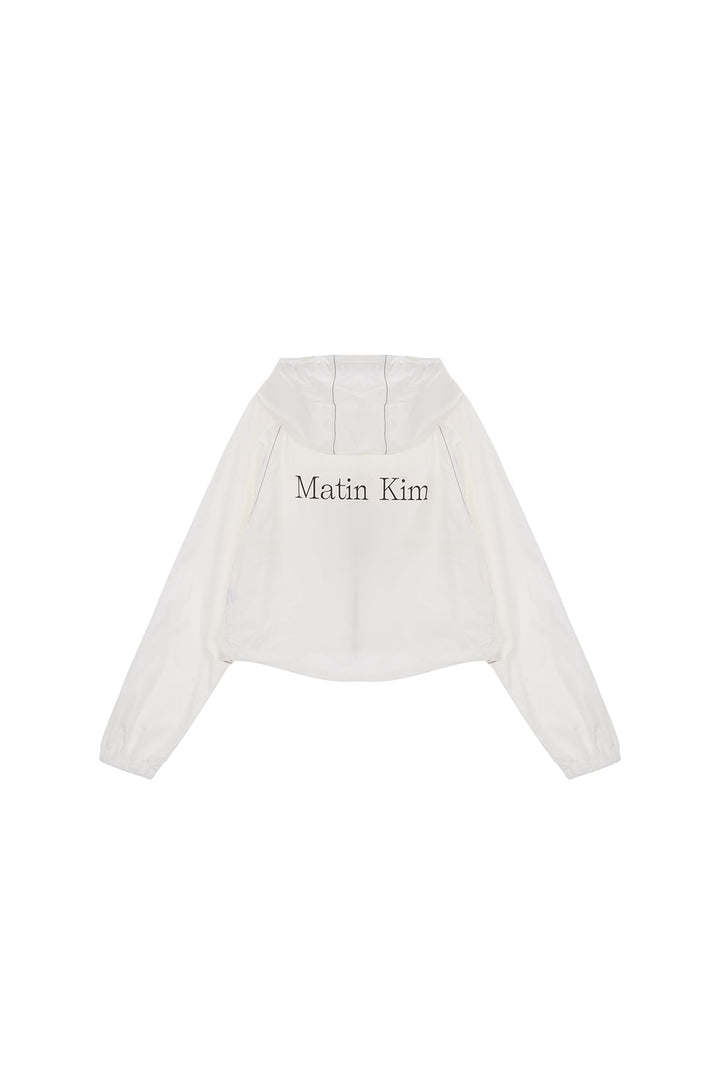 Matin Kim Crop Hoody Coating Jumper — Ivory