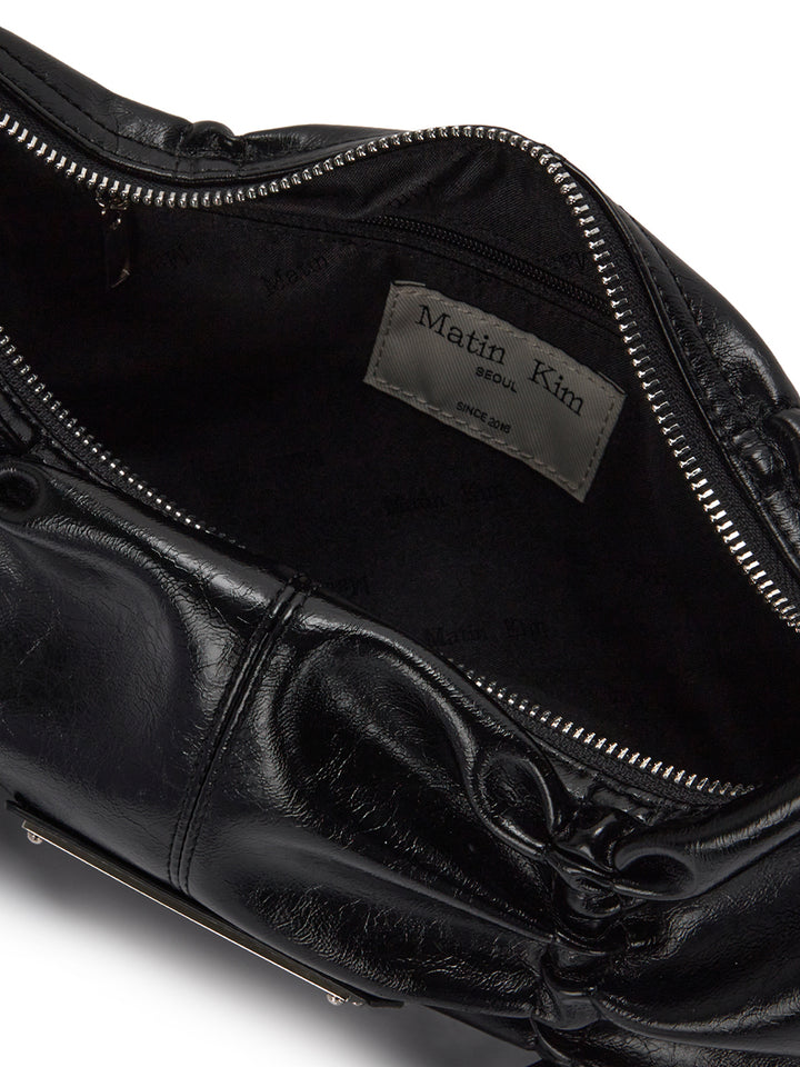Matin Kim Half Shirring Ribbon Round Bag — Black