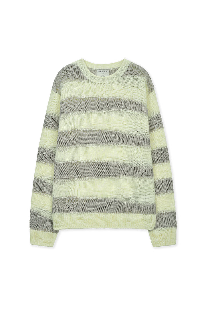Matin Kim Texture Block Stripe Knit Pullover — Yellow