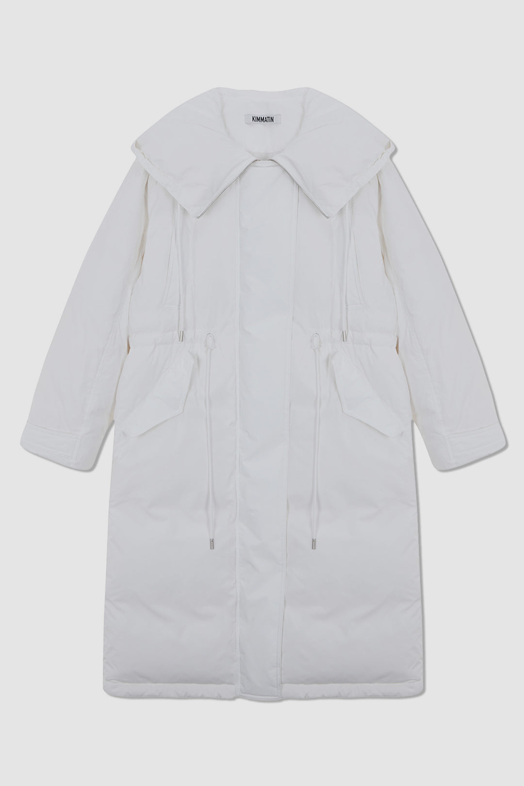 KIMMATIN Draw String Long Down Jumper — White