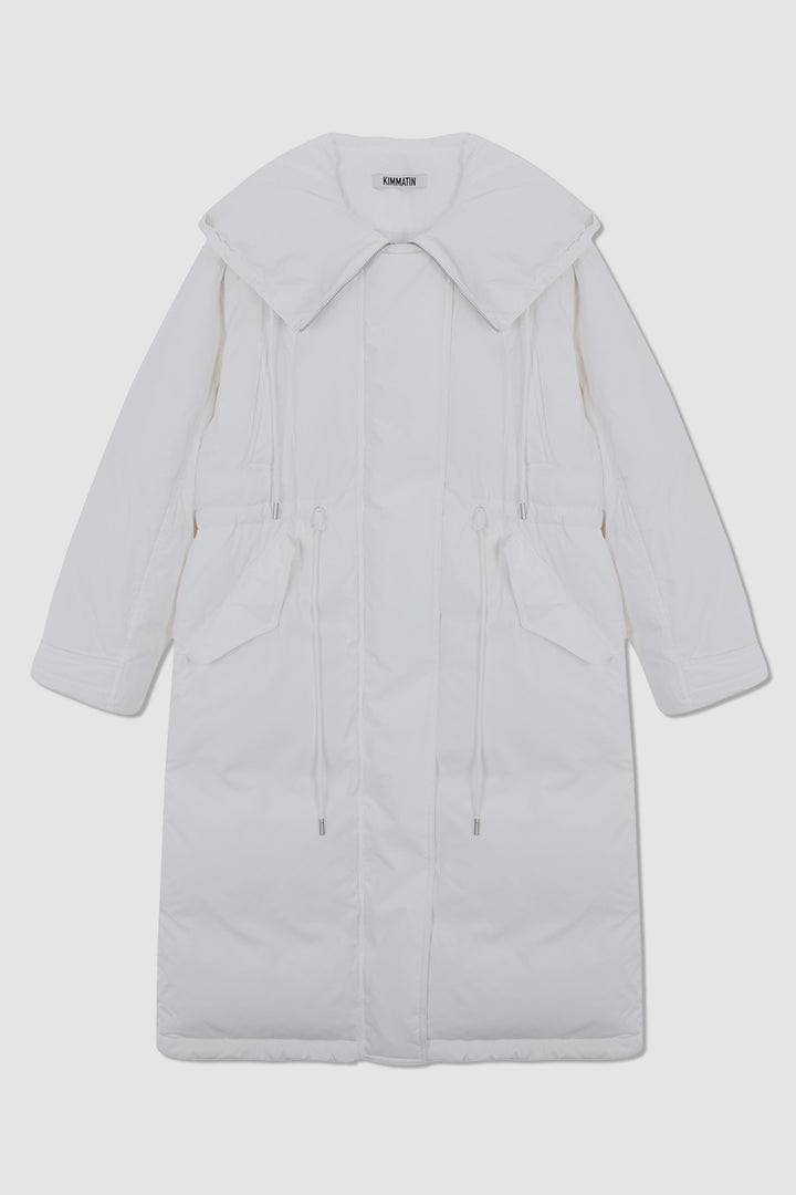 KIMMATIN Draw String Long Down Jumper — White