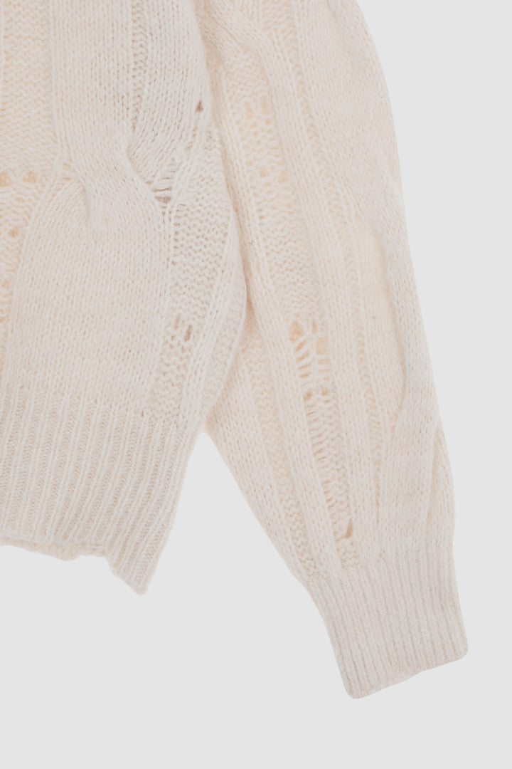 KIMMATIN Oversize Highneck Volume Pullover — Ivory