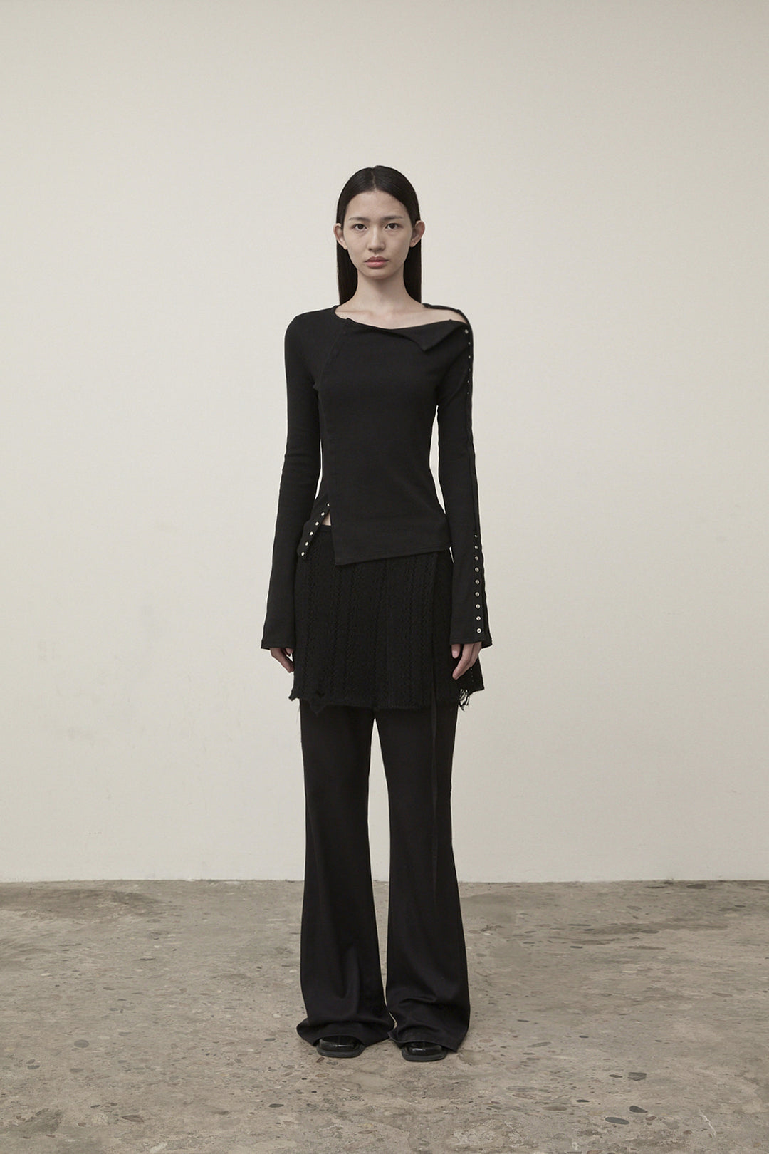 Matin Kim Snap Detail Slim Top — Black