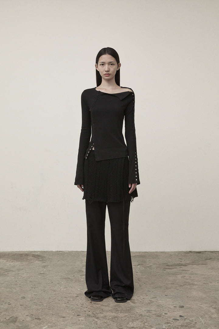 Matin Kim Snap Detail Slim Top — Black