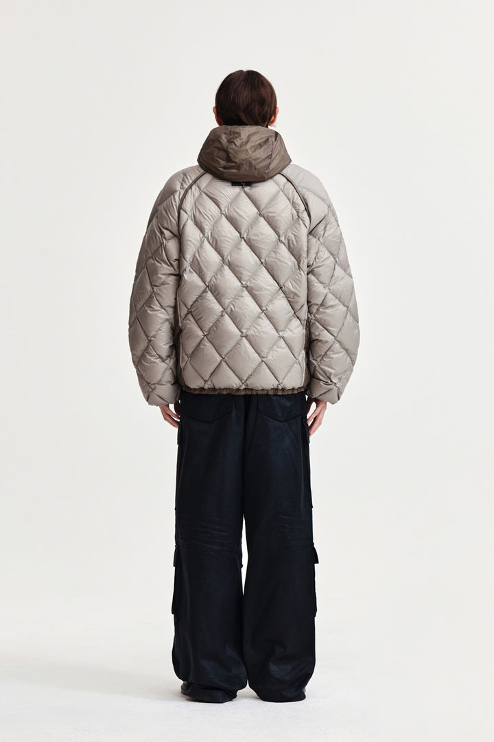 Matin Kim Quilting Hoody Lightweight Jumper — Beige