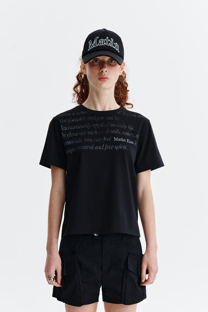 Matin Kim Logo Point Lettering Graphic Top — Black