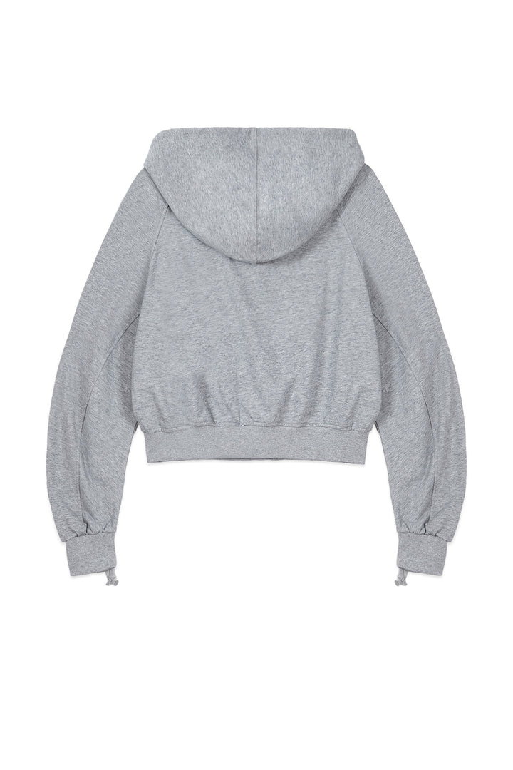 Matin Kim Sleeve String Detail Zip Hoody — Gray