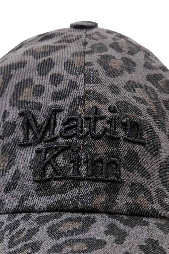 Matin Kim Leopard Volume Logo Ball Cap Dark — Gray