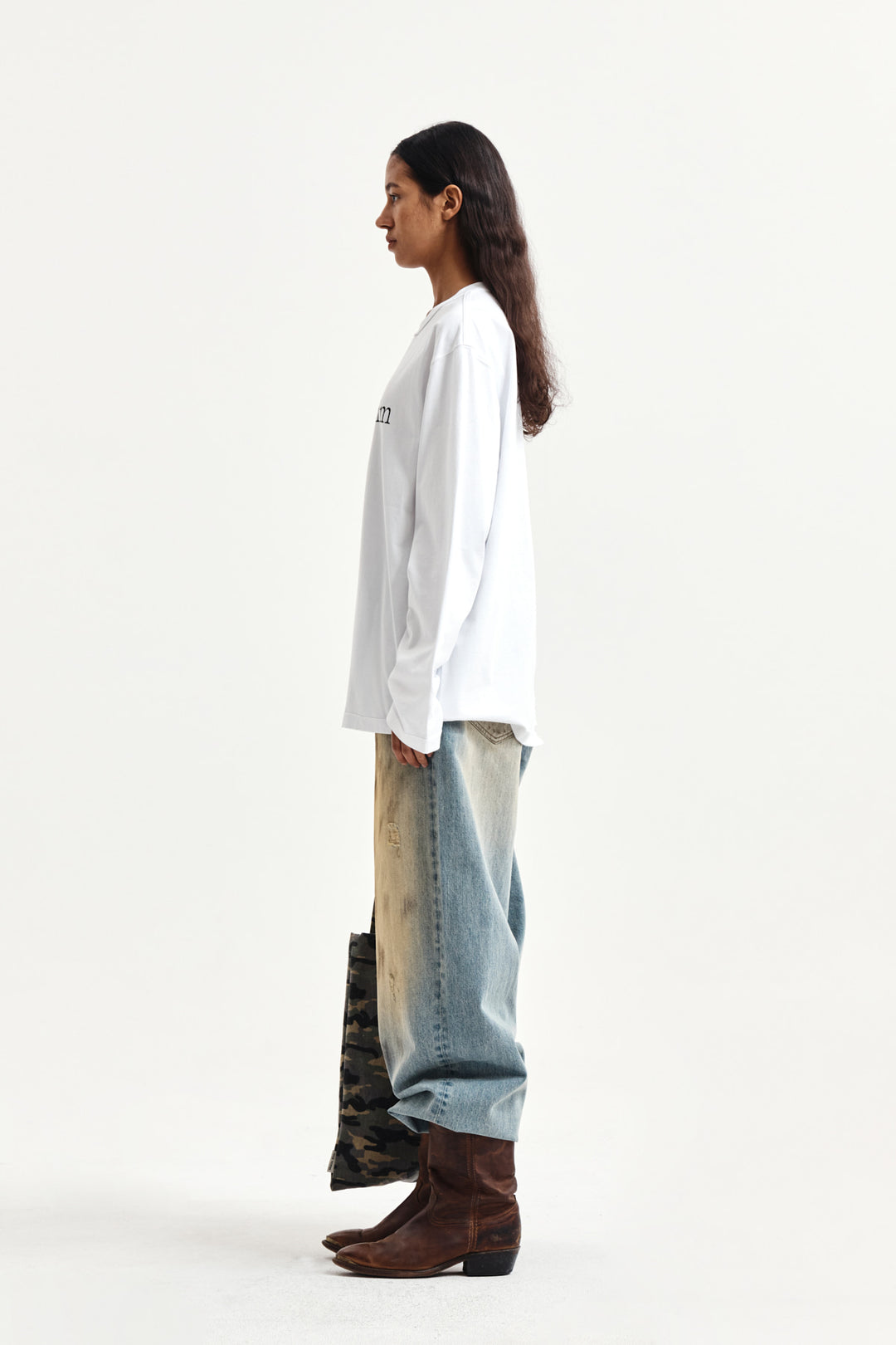 Matin Kim Asymmetric Logo Top — White