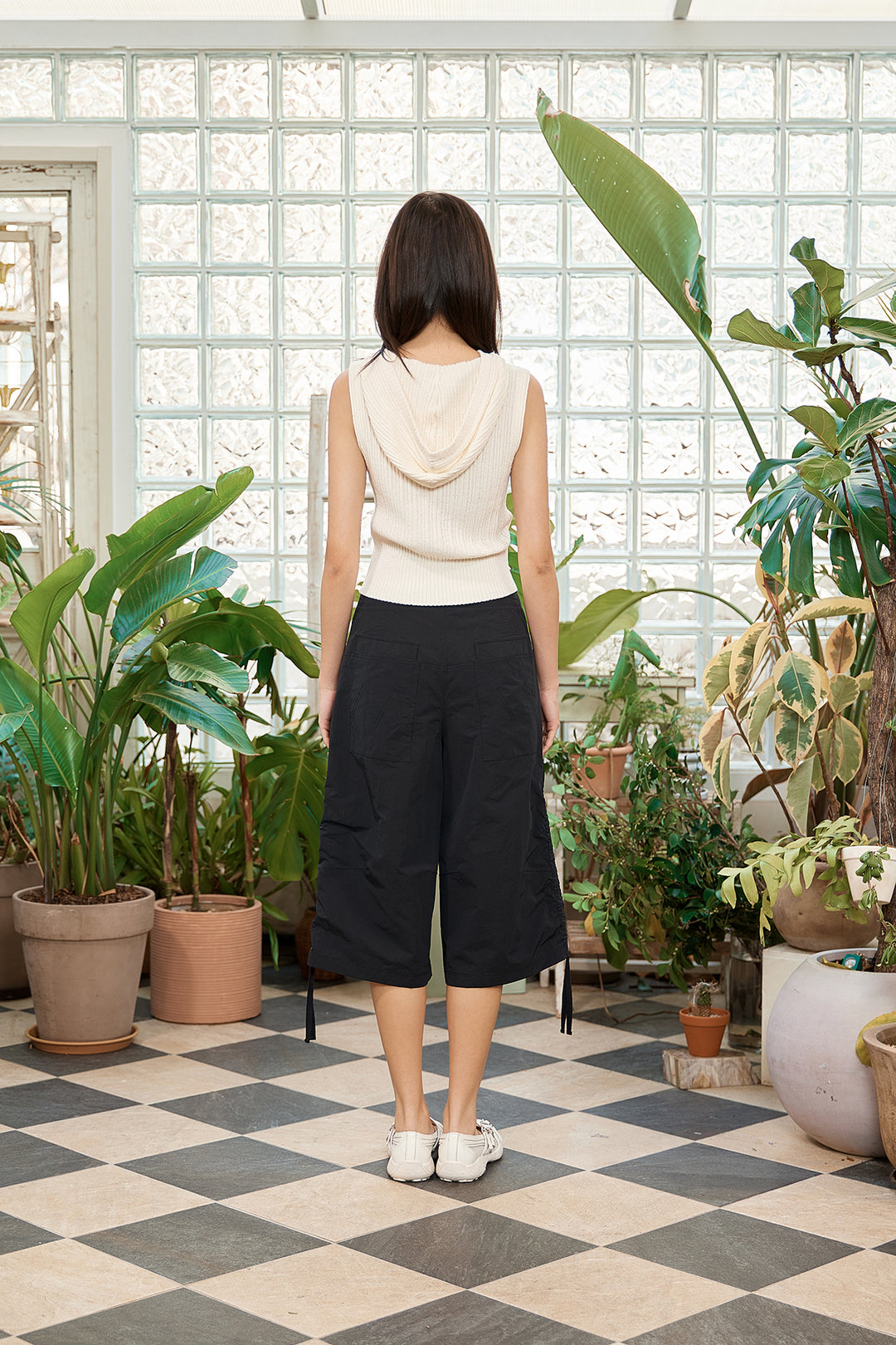 Matin Kim Nylon String Half Pants — Black