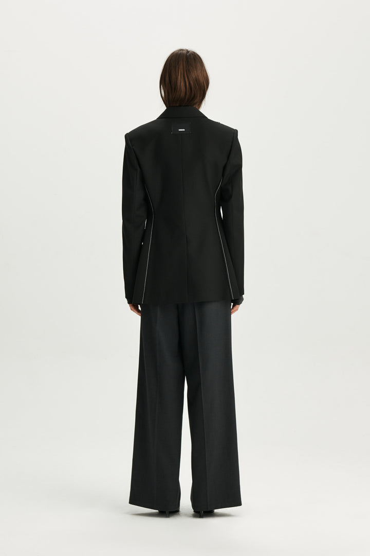 KIMMATIN Zipper Point Tailored Jacket — Black
