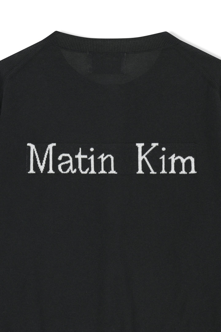 Matin Kim Back Logo Sheer Cardigan — Black