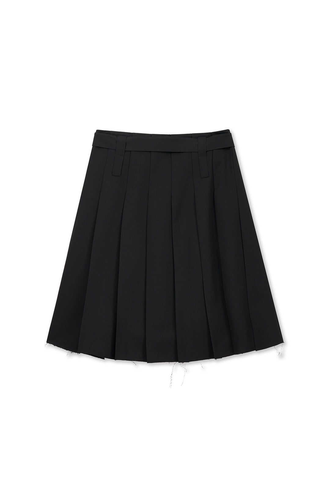 Matin Kim Belted Slit Pleat Skirt — Black