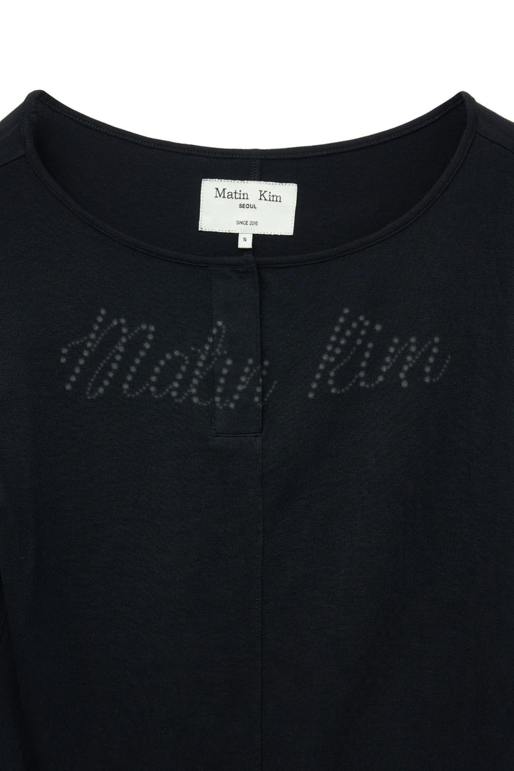 Matin Kim Henley Neck Shirring Top — Black