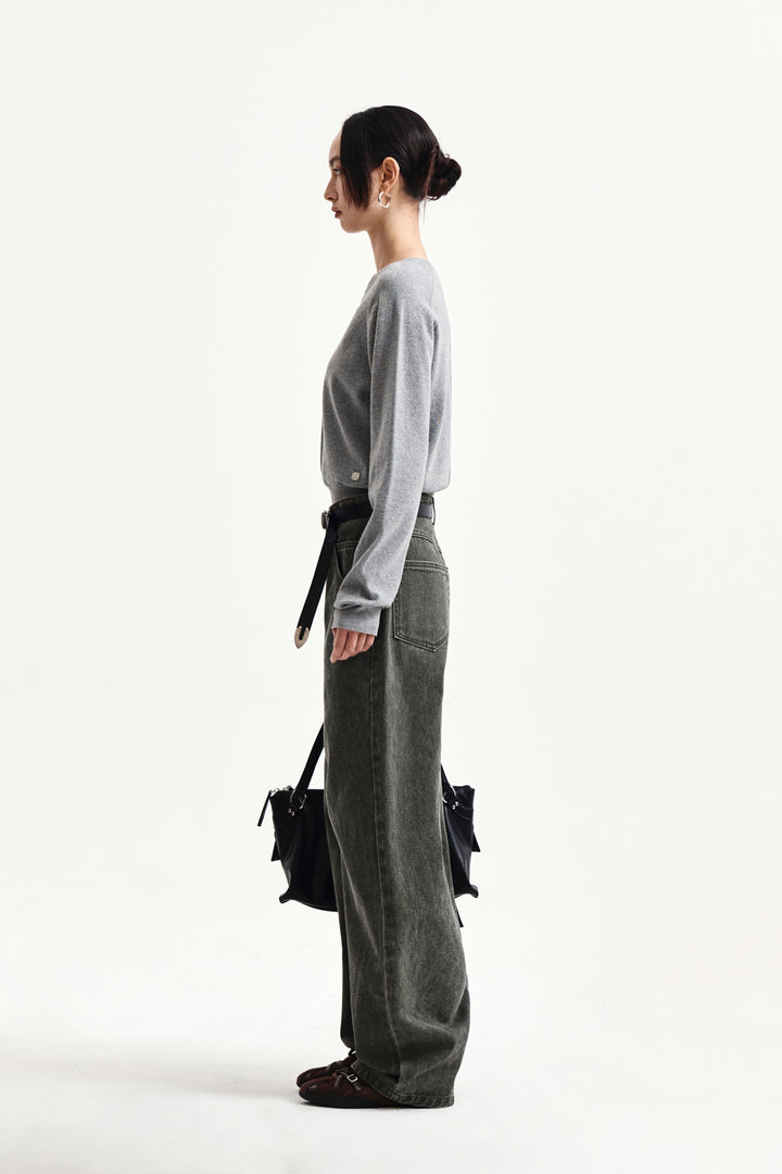Matin Kim Raglan Sleeve Knit Pullover — Gray