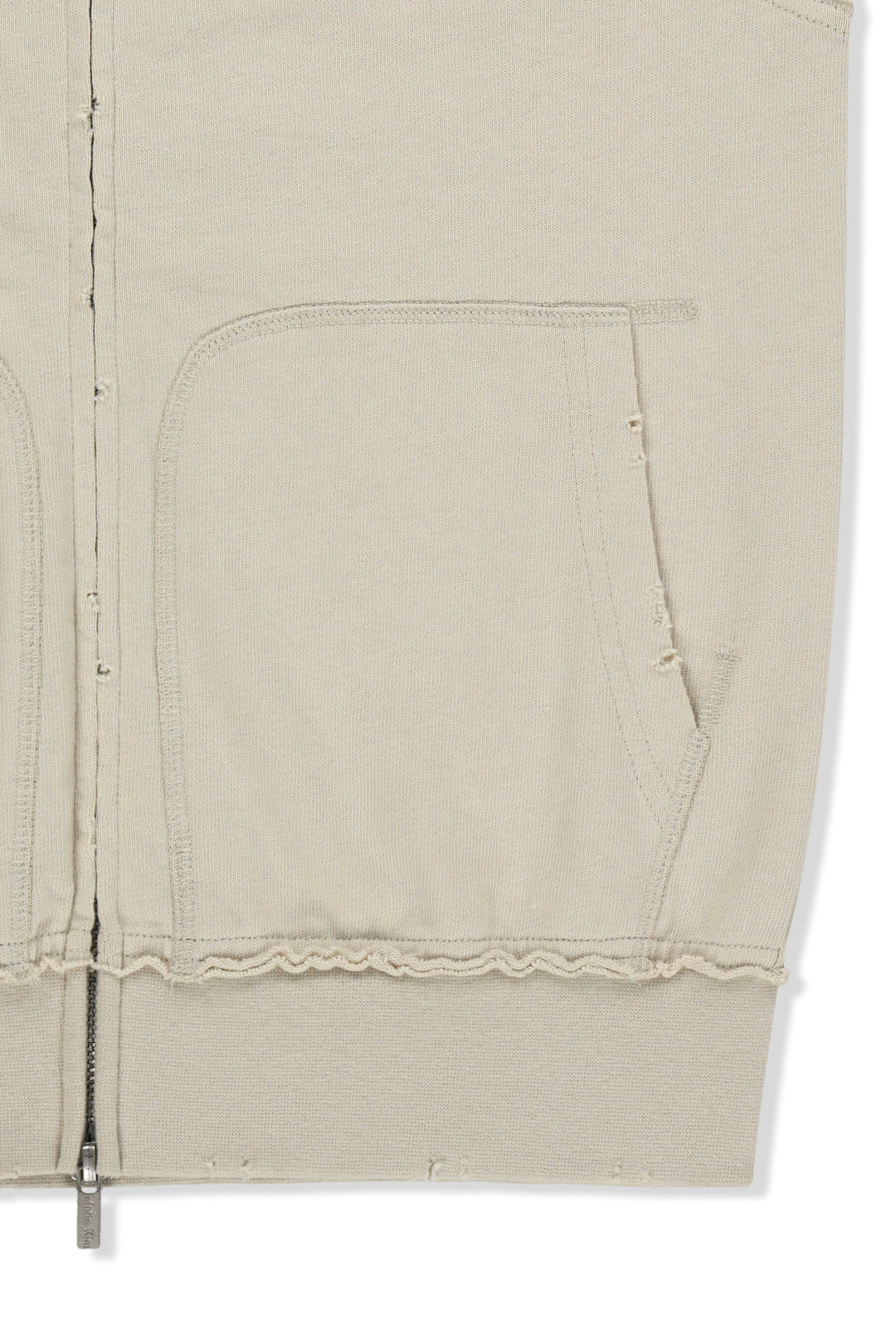 Matin Kim Back Logo Jersey Hood Vest — Beige