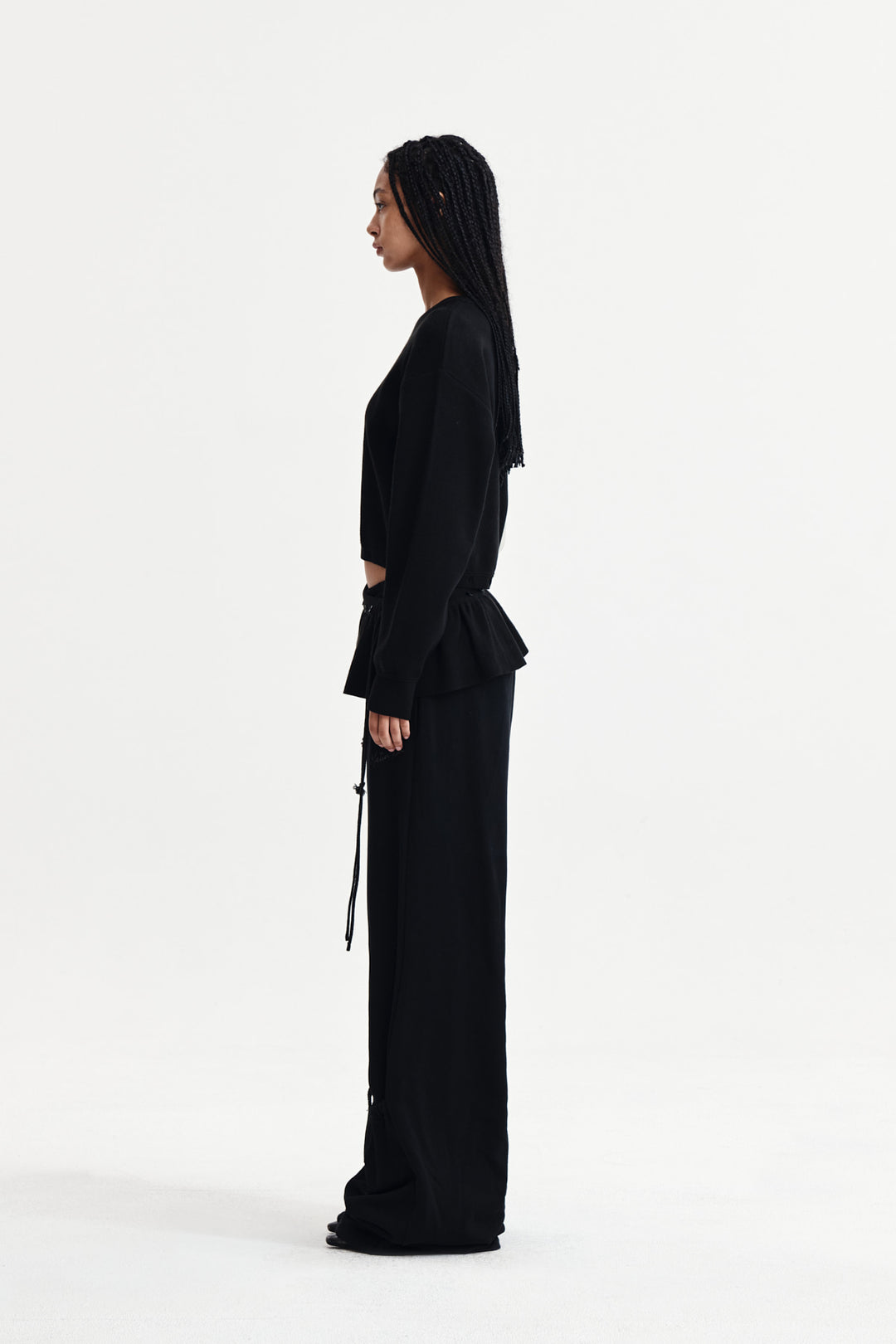 Matin Kim Detachable Skirt Knit Pullover — Black
