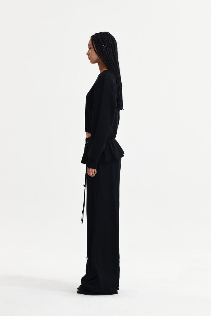 Matin Kim Detachable Skirt Knit Pullover — Black