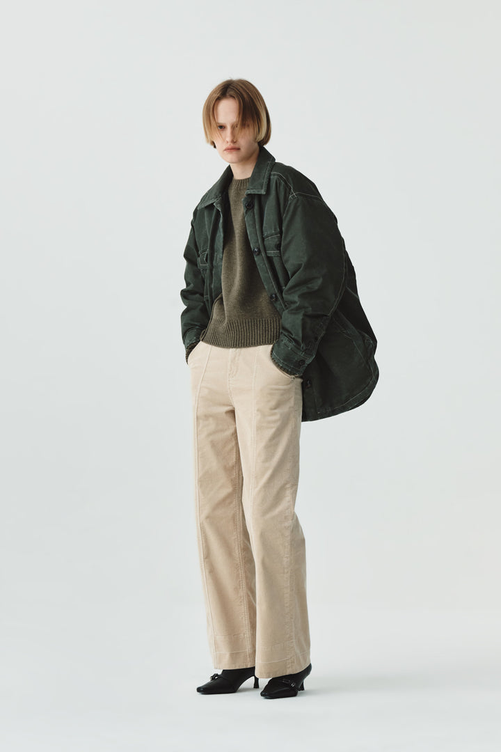 KIMMATIN Slim Boots Cut Corduroy Pants — Cream