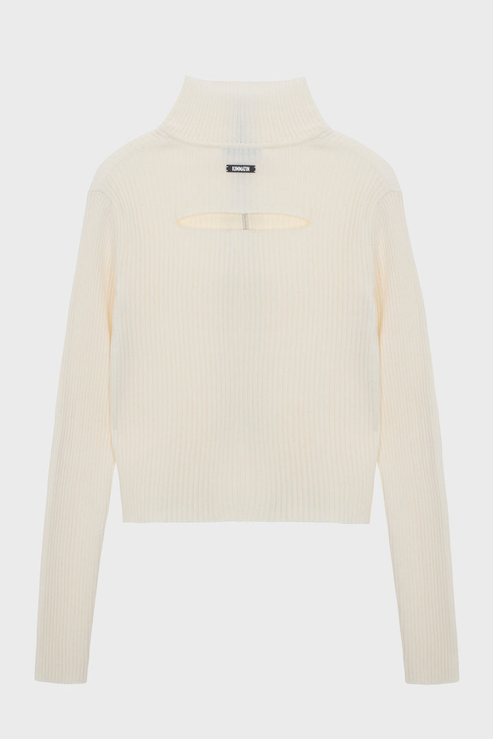 KIMMATIN High Neck Two Way Zip Cardigan — Ivory