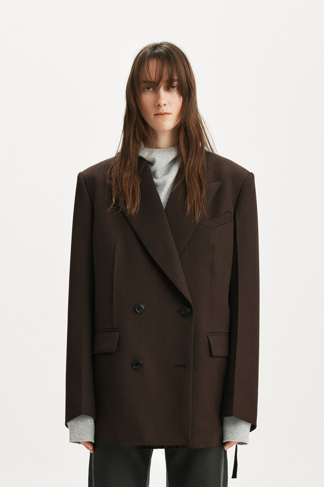 KIMMATIN Belted Double Jacket — Brown