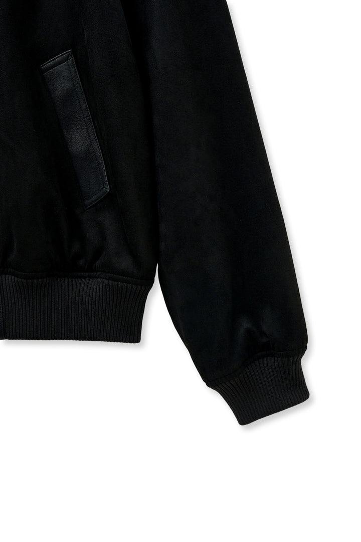 Matin Kim Suede Mix Leather Zip Jumper — Black