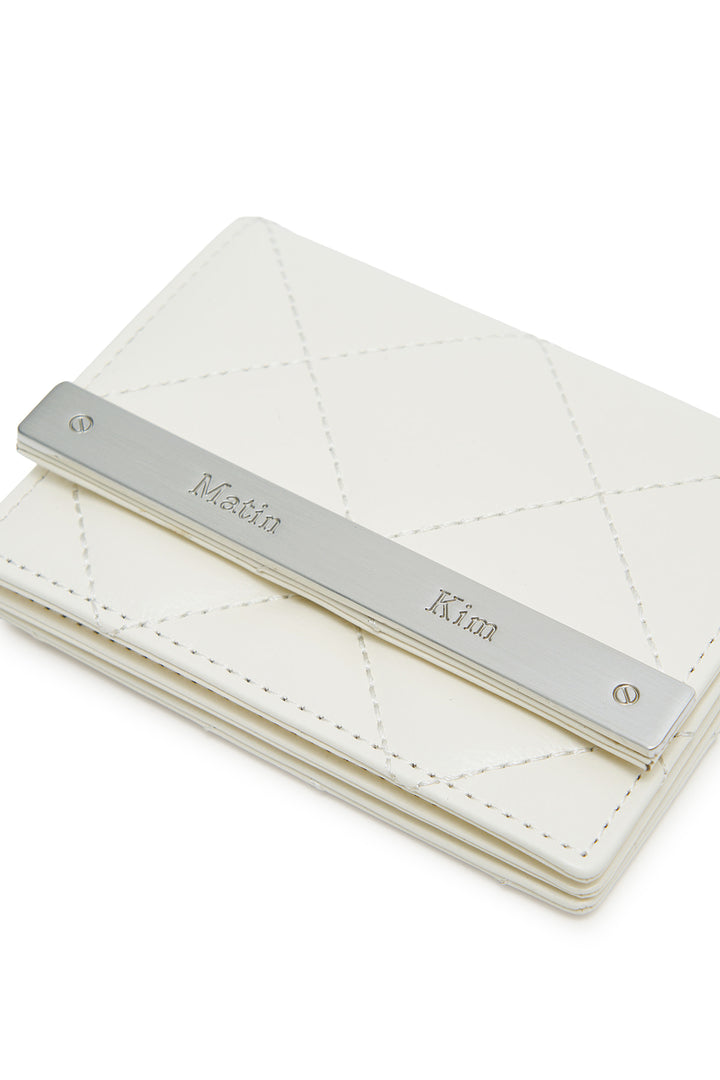 Matin Kim Puff Quilt Leather Wallet — Ivory