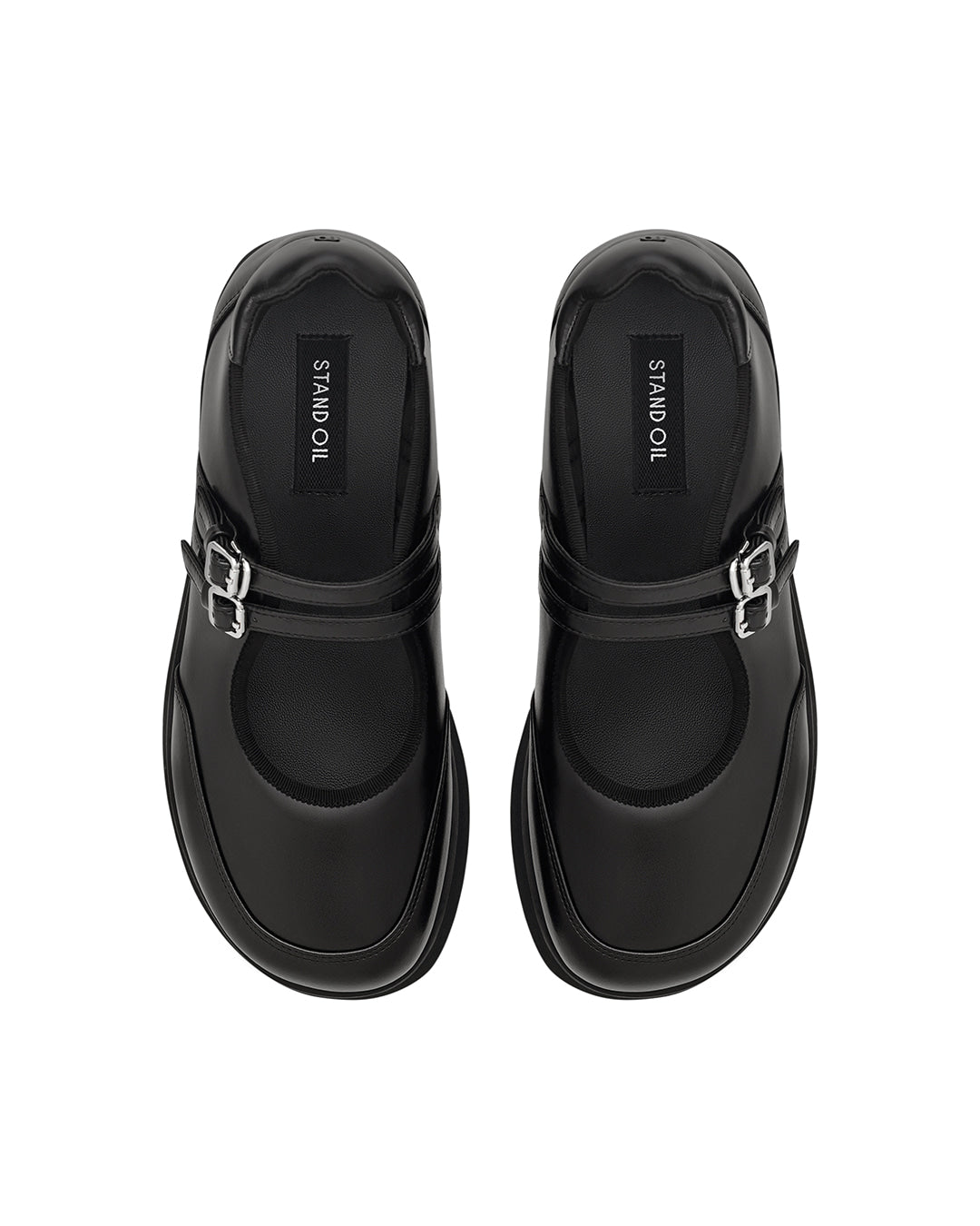 Stand Oil Hatched Platform Mary Jane — Black