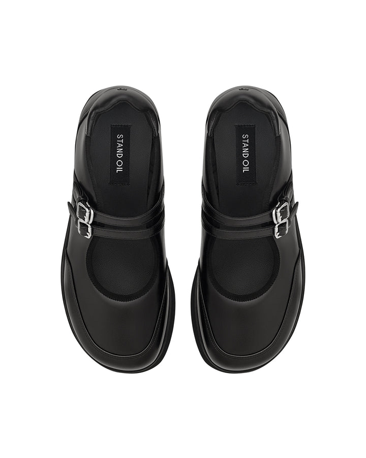 Stand Oil Hatched Platform Mary Jane — Black