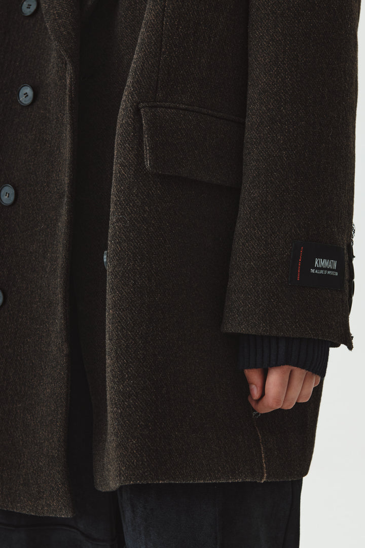 KIMMATIN Overfit Midi Double Coat — Brown