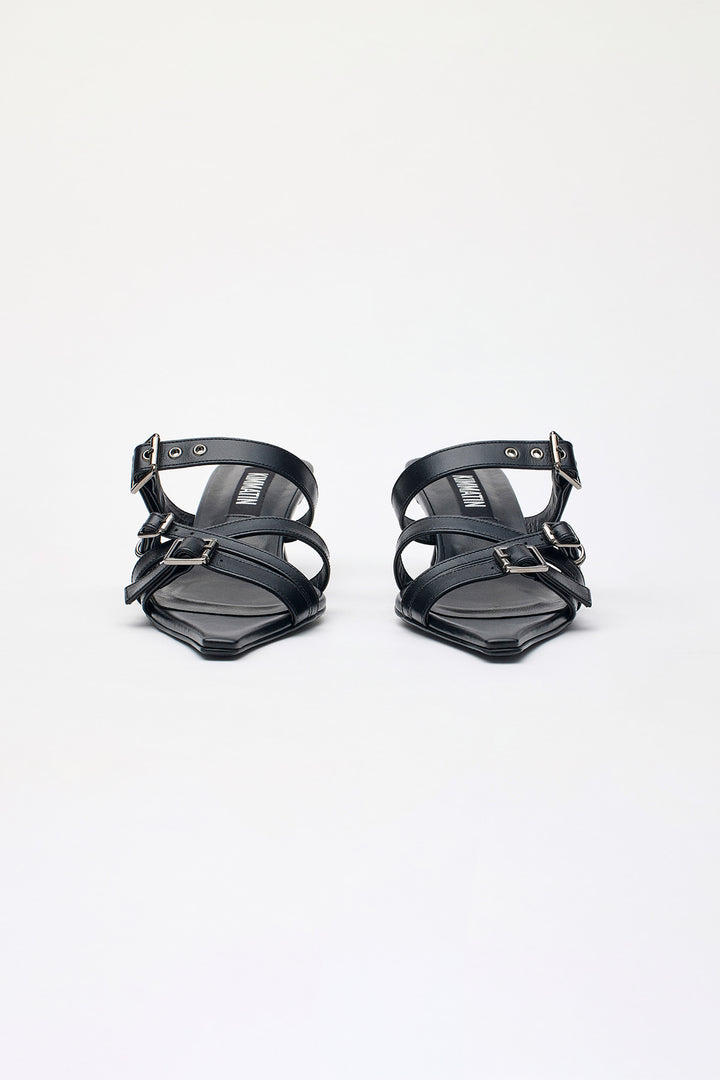 KIMMATIN Buckle Strap Sandal Heels — Black