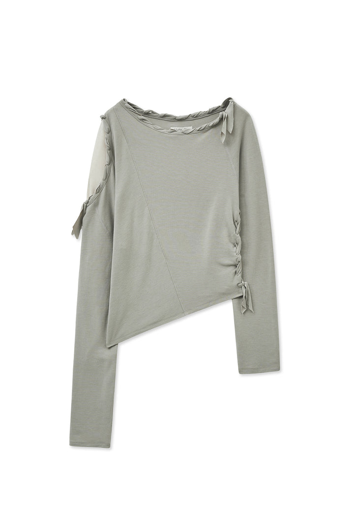 Matin Kim Weaving Long Sleeve Top — Light Grey