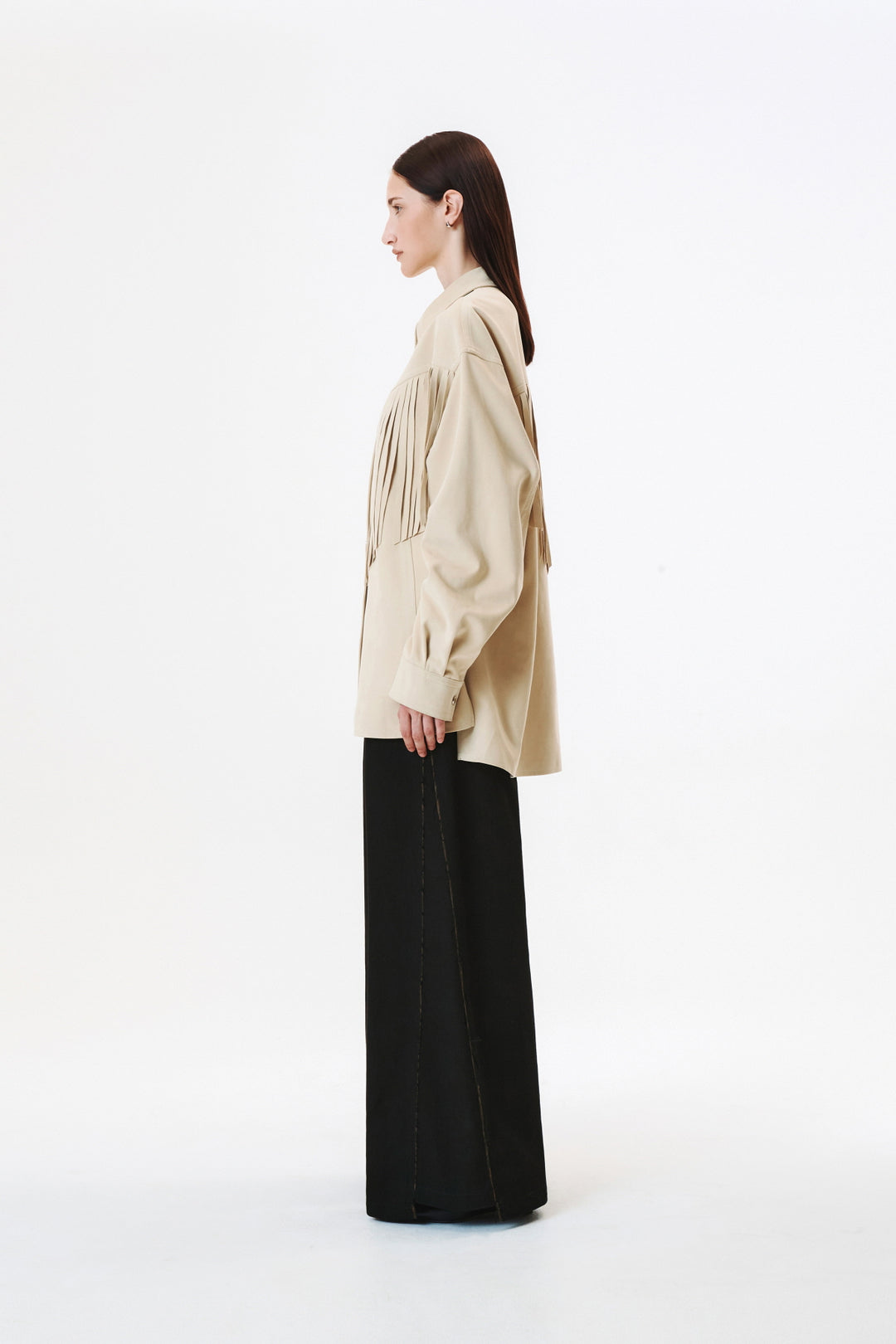 KIMMATIN Suede Fringe Jacket — Beige