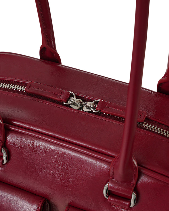 Stand Oil Chubby Bag — Glossy Bowling Crossbody — Red wine